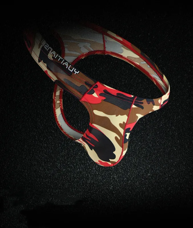 Men's Camo Print thong Gay Underwear Breathable 3D-Pouch Men G-String Bikini Elastic Waistband T-pants Seamless Male T-back — image 8