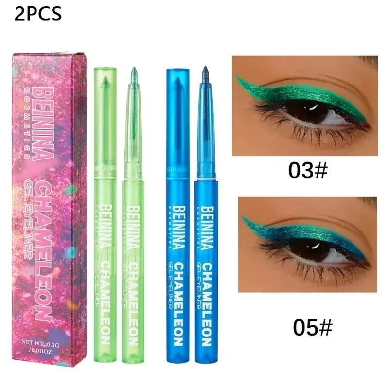 Γυαλιστερό Chameleon Yellow Eyeliner Gel Pen Μεταλλική σκιά ματιών Πολύχρωμο Liner ματιών Pearlescent Polarized Inner Eyes Pigment Μακιγιάζ — image 14