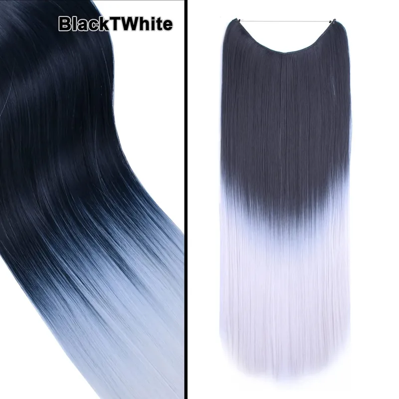 Jeedou Wavy Hair Extension Elasticity Invisible Wire Fish Line One Piece No Clips Synthetic Hairpieces Ombre Color For Ladies