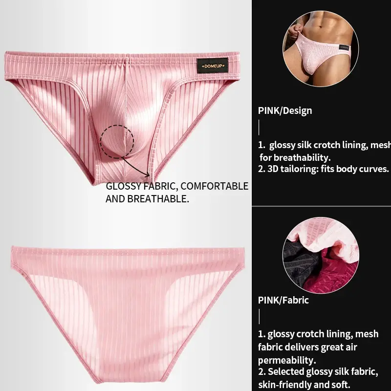 Men's Low‑Rise Briefs, Vertical Striped Sheer Mesh Underwear, Nylon Elastane Stretch Pouch Underpants for Daily Wear — image 2