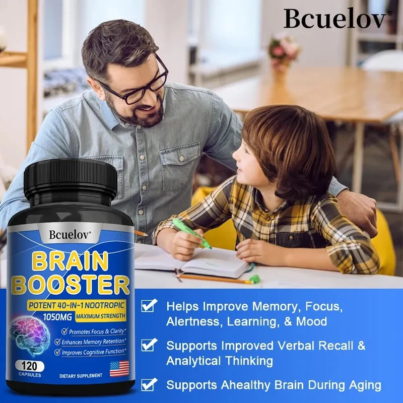 Κάψουλες Brain Nutrition - Συμπλήρωμα Διατροφής 40-σε-1 Ισχυρή φόρμουλα Vegan Non-GMO Υποστηρίζει την εστίαση και την υγεία του εγκεφάλου — image 7