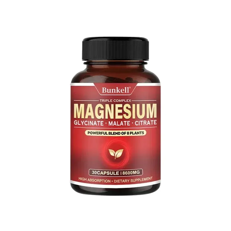 Magas felszívódású magnézium-glicinát malát-citrát 100% kelát, nem GMO vegetáriánus gluténmentes 8 600 mg 120 kapszula