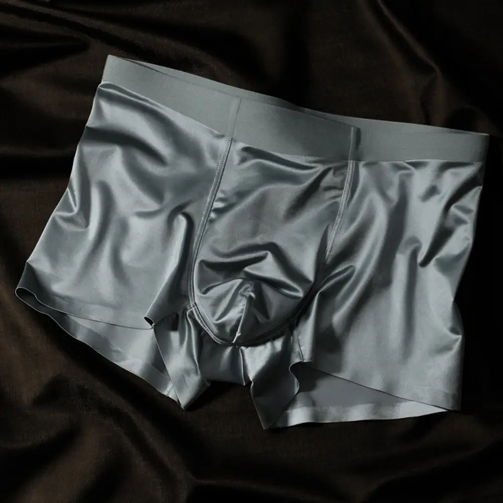 Boxershort sans couture pour hommes, culotte respirante à l'entrejambe, en soie glacée, sous-vêtements confortables en Satin, 1 pièce — image 8