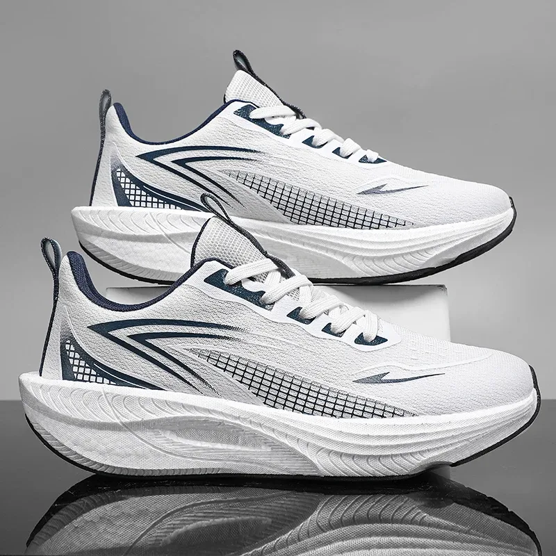 Tênis de corrida masculino leve placa de carbono especialidade maratona esportes respirável caminhada atlético antiderrapante tênis homem — image 4
