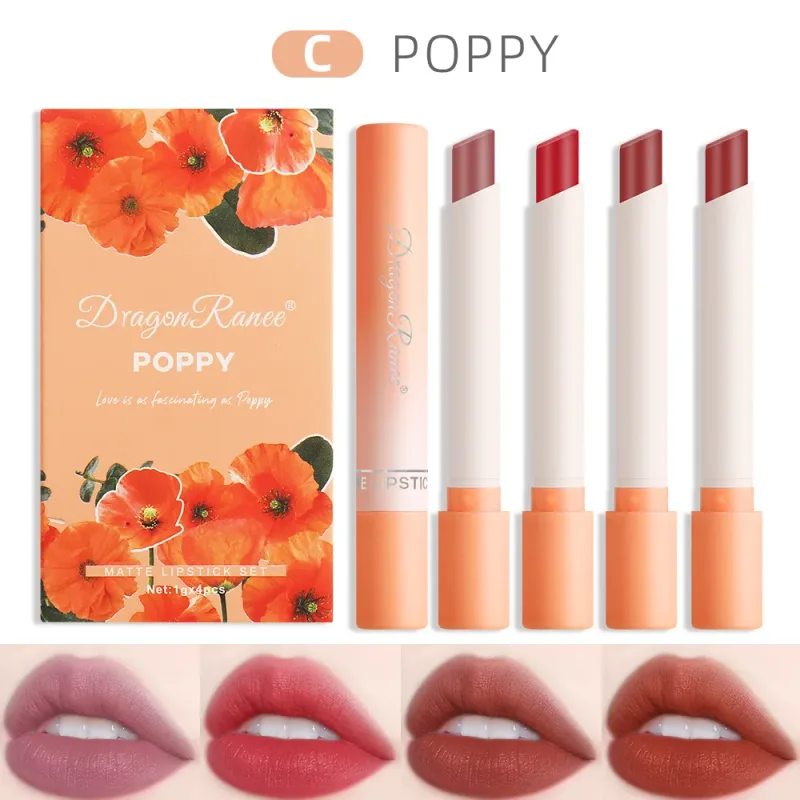 Σετ κραγιόν τσιγάρων 4 τμχ Velvet Matte Lip Gloss Αδιάβροχο Smoke Lip Stick σέξι Κόκκινη απόχρωση χειλιών Γοητευτικό μακιγιάζ για τα χείλη — image 8