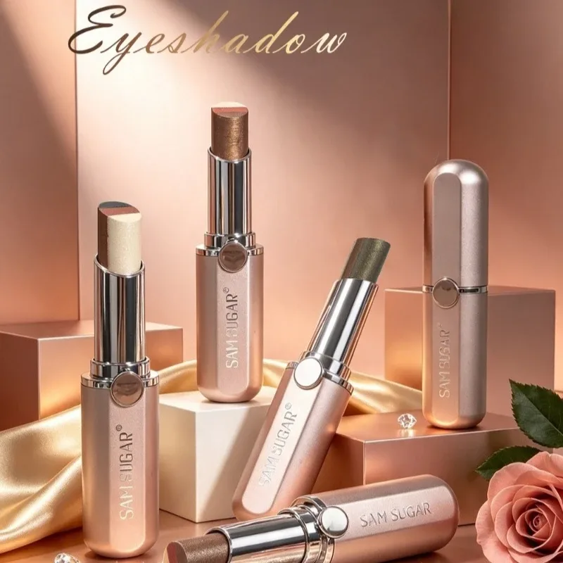 Tricolor Eyeshadow Stick Glitter Highlight Contour Shadow Stick Μακιγιάζ ματιών Αδιάβροχο με λάμψη και διάρκεια μεταλλικό μακιγιάζ για σκιές ματιών — image 7