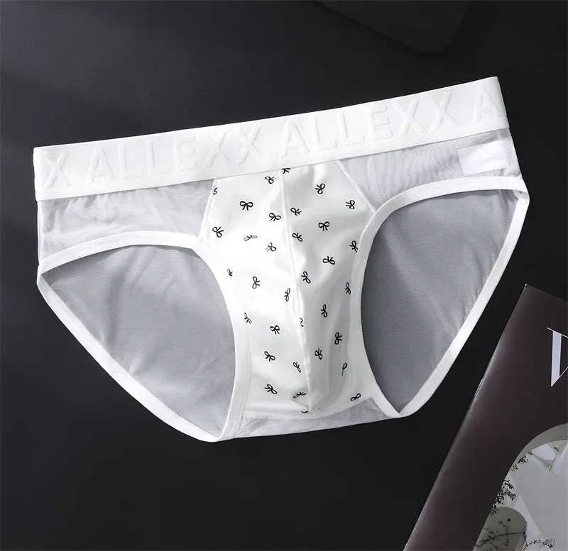 adults 18 plus cueca mesh men's underwear letter waist cuecas masculino print calzoncillos hombre 3D convex bag man lingеrie new