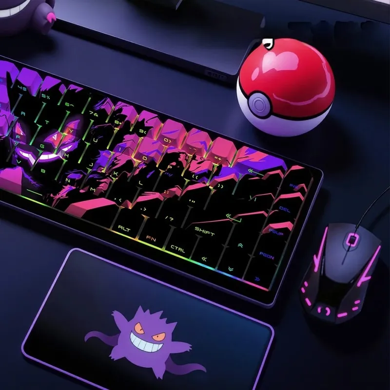Gengar PBT מקורי בצד המפעל חרוט כיסויי מפתח שקופים 68 מפתחות 129 מפתחות E-Sports Gaming כיסויי מפתחות עבור PC Gamer אביזרים — image 6