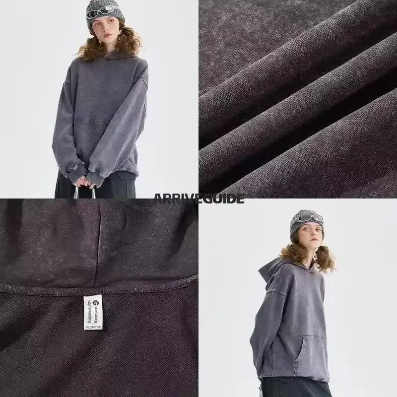 350 Grams Retro Acid-Washed 100% Cotton All-In-One Cap Hoodie High-Quality Loose-Fitting Sports Shirt Custom Logo