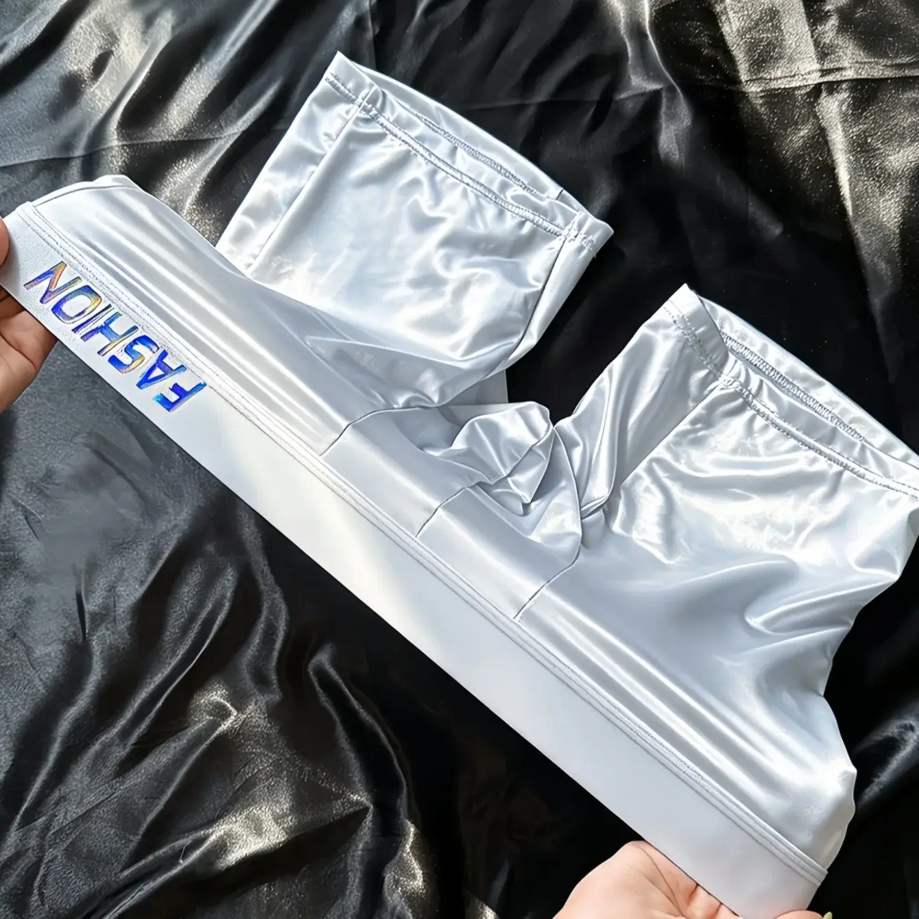 Men's Glossy Satin Long Leg Boxer Briefs Gradient Fashion Waistband Ultra Smooth Soft High Elastic Low Rise Male Underwear — image 3