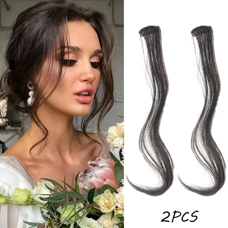 2 PC פוני סינתטי פאה תוספות שיער שיער מתולתל צד קדמי ארוך גלי בלוני פוני עם קליפס שוליים בלתי נראה מזויף חי — image 11