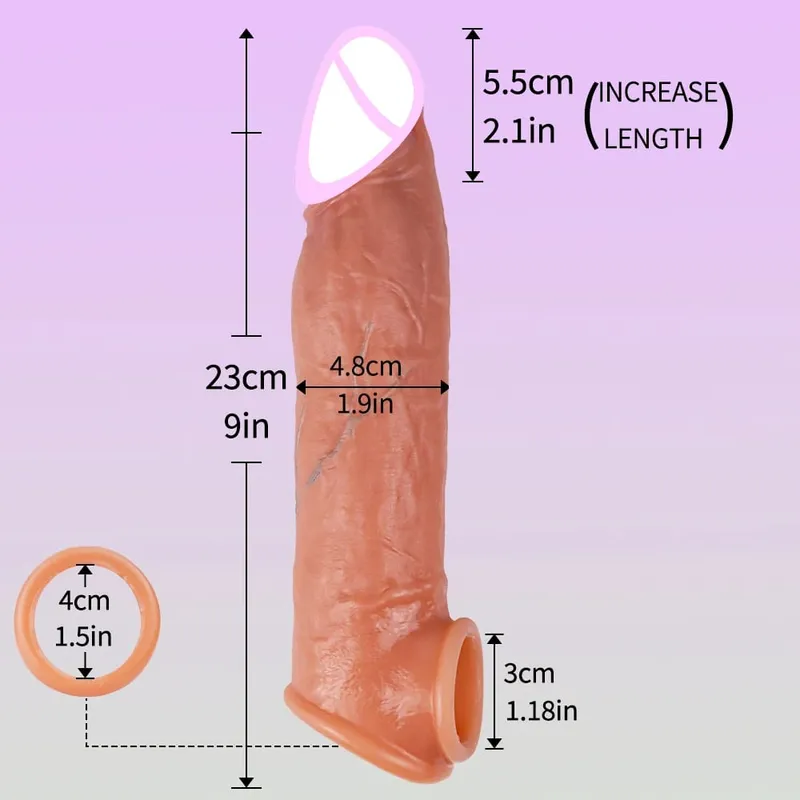 Realistic Reusable Penis Sleeve Thin Silicone Holster With Anti-snap Ring Cock Enlargement Extender For Men Delay Ejaculation — image 9