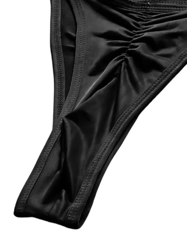 1pc Men's High Slit Ruched Thong - Ice Silky Smooth Semi Sheer, Ultra Sexy Breathable No-Stick Soft Casual Men Underwear — image 11