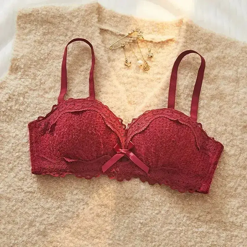 Lace Sexy Lingerie Set Push Up Thick Padded Small Breast Enhance Shaping Half Cup Bra Concealed Brief Intimates Underwear — image 15