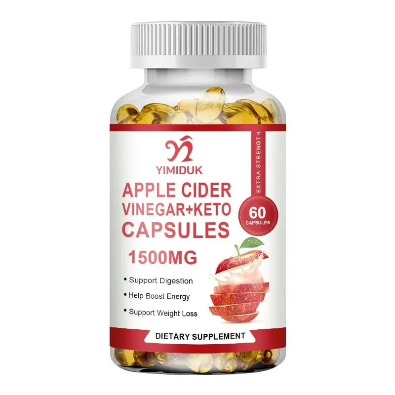 Almaecet-kiegészítők anyával - 1500 mg - ACV kapszula az emésztés keto tisztítására és kiegyensúlyozott táplálkozásra