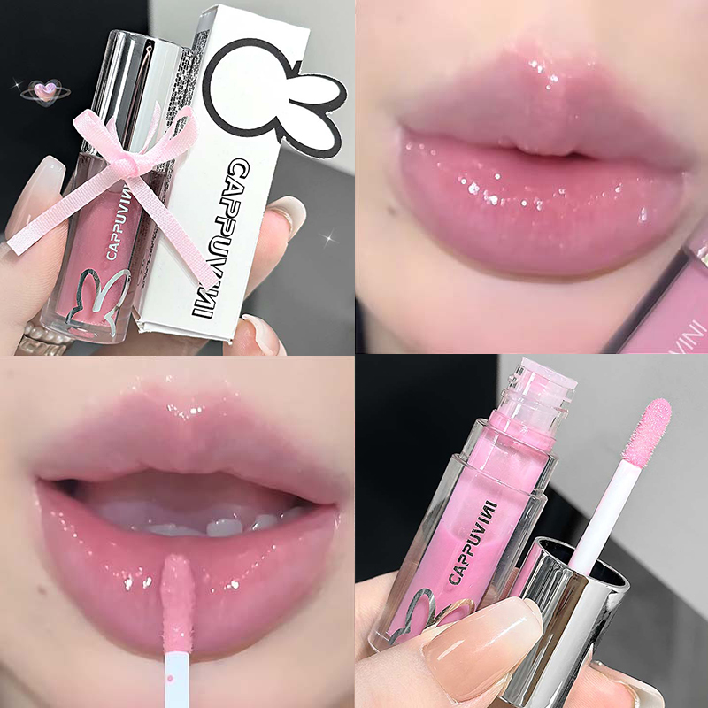 Καφέ Glitter Lip Glaze Lasting Shimmer Mirror Water Lip Gloss Waterproof Jelly Plumping Lipstick Make Up Ενυδατική απόχρωση χειλιών — image 7