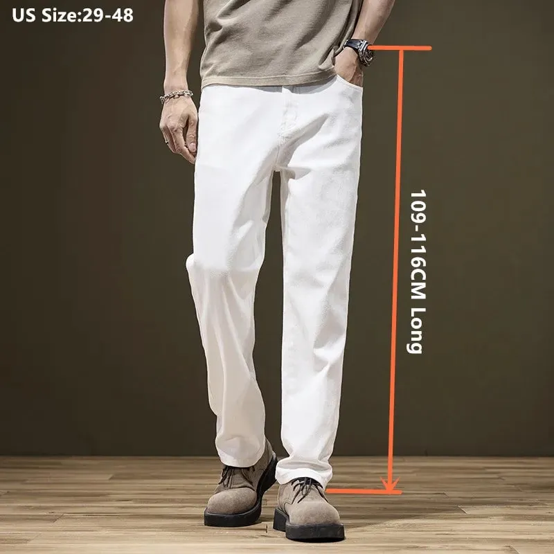 Ψηλός άνδρας Λευκό τζιν ίσιο Extra Long Boys Longthened Plus Size 42 44 46 48 Φαρδύ βαμβακερό τεντωμένο τζιν παντελόνι Ανδρικό παντελόνι — image 2