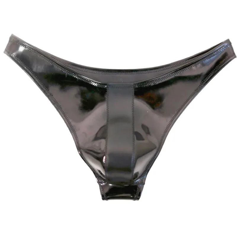 Sexy Men Double Sided PU Hot Short Shiny U Convex Briefs Sexy Lingerie G-string PVC Faux Latex Low Waist Bikini Gay Wear Plus