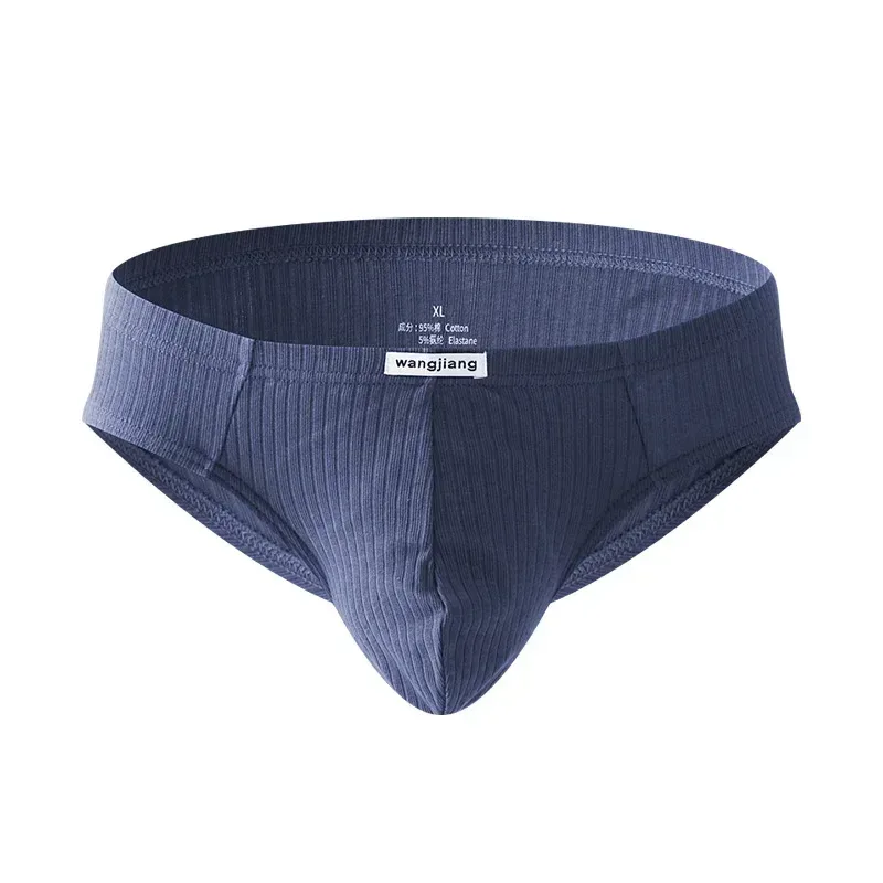 Men's Ribbed Cotton Separate Pouch Briefs Breathable Low Rise Soft Stretch Underwear Panties 1PC — image 19