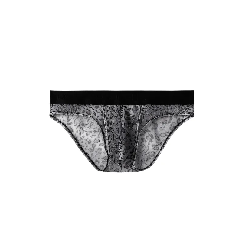 Men's Separate Dual Pouch Briefs Summer Ice Silk Seemless Sheer Panties Breathable Mesh Leopard Print Travel Quick-dry Underwear — image 18