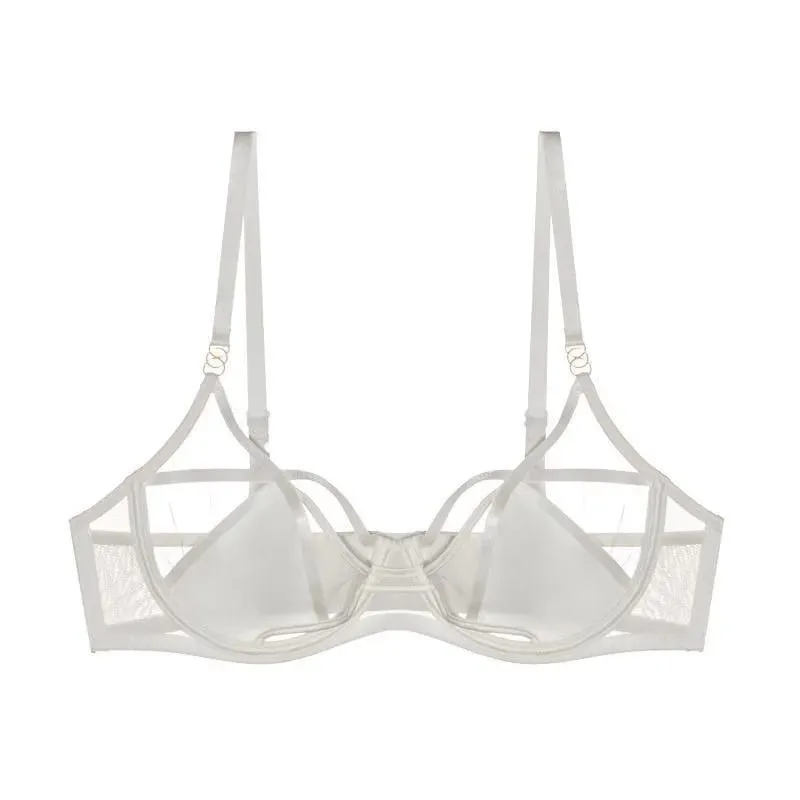 Set Sutiã E Calcinha Rendado Sem Espuma Aro Flexível Push Up Transparente Estilo Dark Academia Sensual E Elegante — image 5