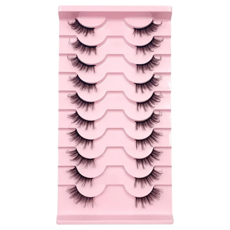 Τρισδιάστατες βλεφαρίδες Cat Eye Half Lashes 10 Pairs Half Lashes Natural Clear Stem False eyelash Extension Makeup Faux Cils maquiag — image 19