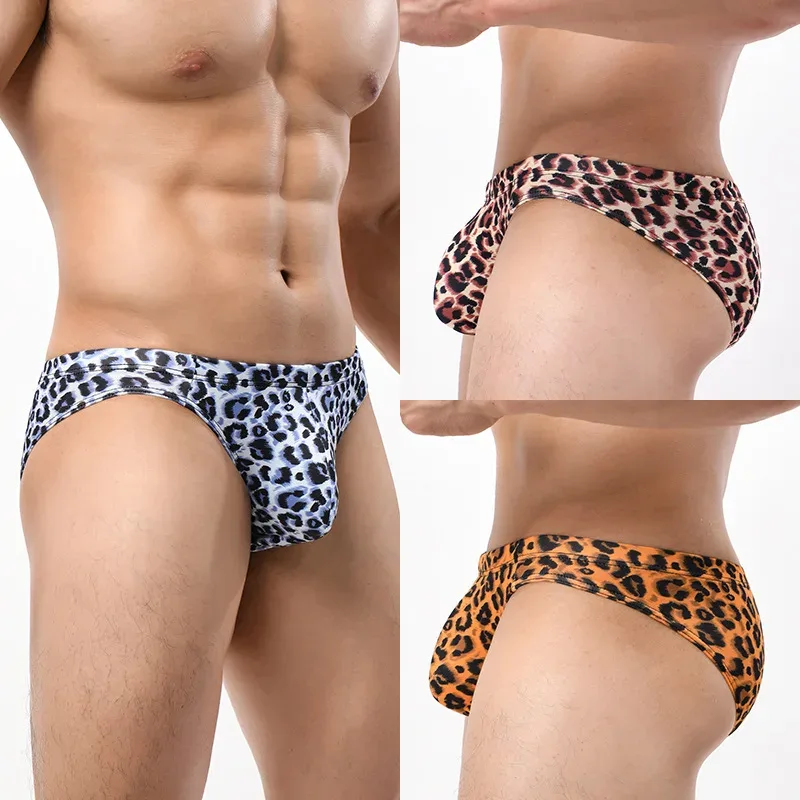 Men's Mid Waist Underwear Sexy Ice Silk Briefs Leopard Printed Breathable Underpants Male Soft Comfortable Panties Cueca Homme — image 7