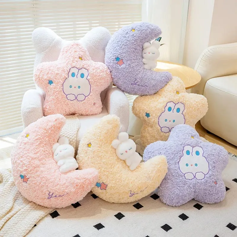 45 ס"מ כרית Kawaii ארנב קריקטורה כוכב ירח כרית כרית אושר יצירתי רך משפחה רך צעצוע קטיפה ספת עיצוב הבית כרית קטיפה