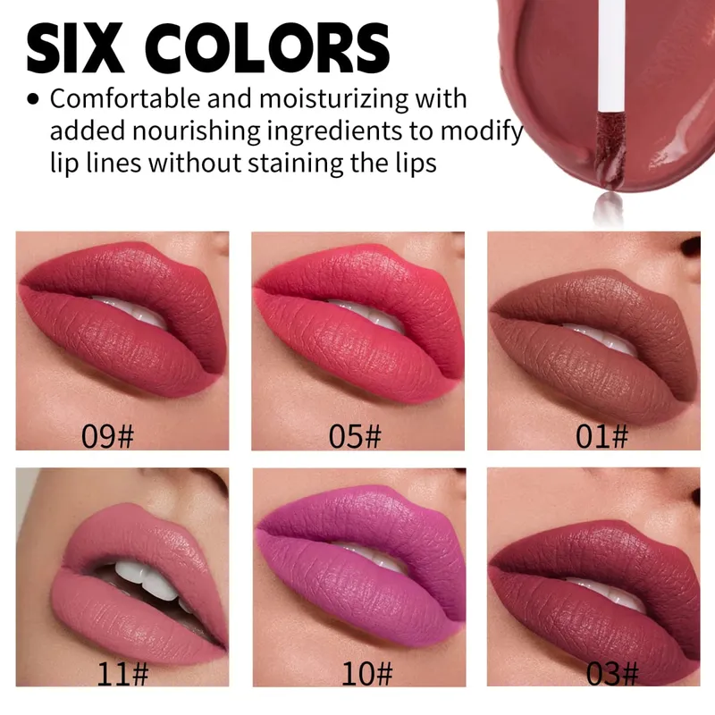 6 συσκευασιών ματ ματ κραγιόν lip glaze μακράς διαρκείας αντικολλητικό κύπελλο που δεν ξεθωριάζει βελούδινο lip gloss κραγιόν — image 4