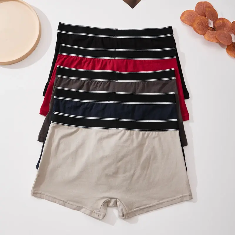 3pc Simple Solid Color Stripe Belt Men's Underwear Cotton Comfortable Soft Male Boxer Shorts Special Offer Mid Waist Briefs S-XL — image 7