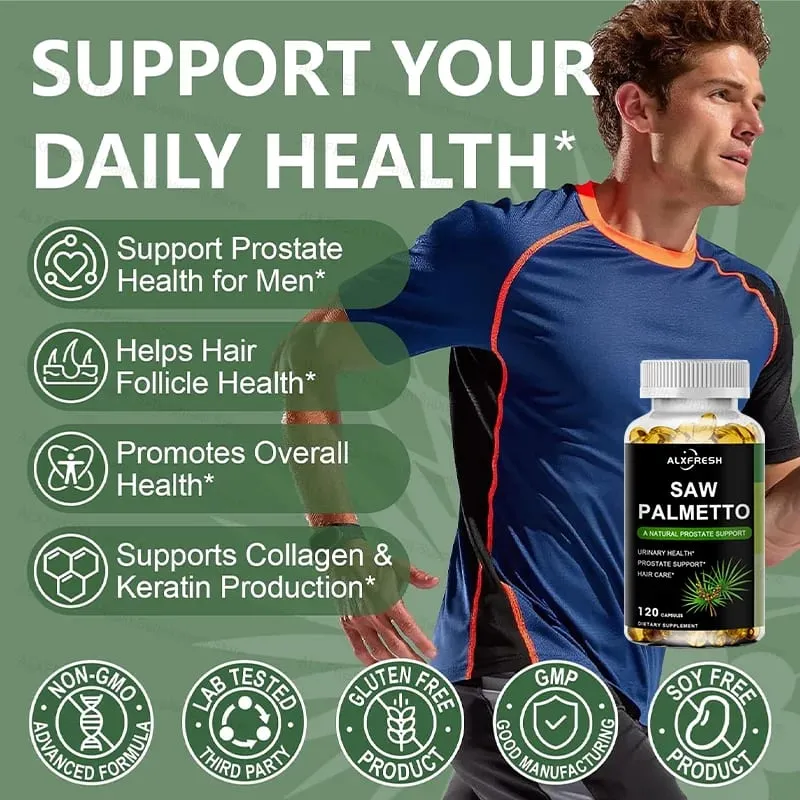 Συμπλήρωμα για την υγεία των μαλλιών Saw Palmetto Capsules High Potency for Prostate Urinary Tract — image 5