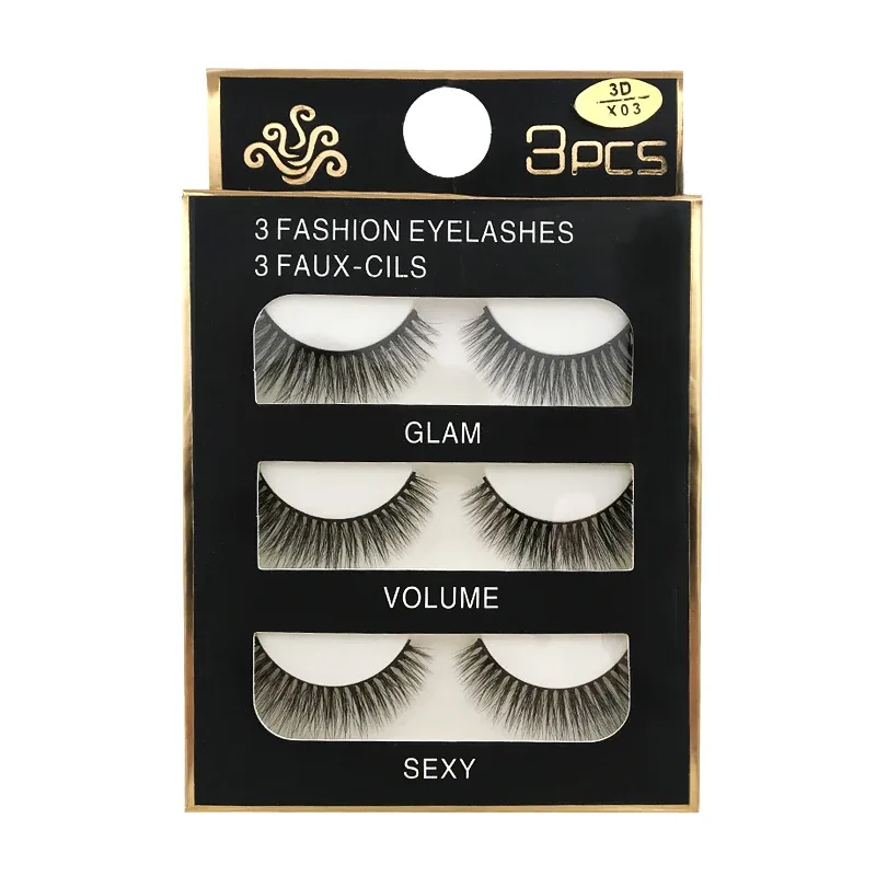 Faux Cils 3 זוגות ריסים מלאכותיים טבעיים ארוכים 3D מינק ריסי מינק רכים רכים מלוכלכים בעבודת יד ריסים מזויפים כלי איפור עיניים Maquiagem — image 12