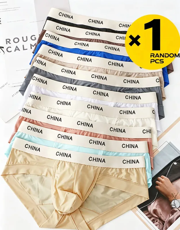 Men Ice Silk Briefs Ultra Thin Breathable See Through Underwear Soft Wide Waistband Summer Cool Comfort Panties Random Color 1pc — image 5