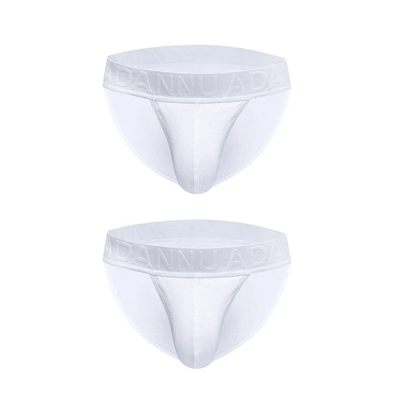 Men's Cotton Ribbed Skin-Friendly Bare Feel Convex Pouch Briefs, Embossed Letter Wide Waistband Slim Fit Underwear — image 32