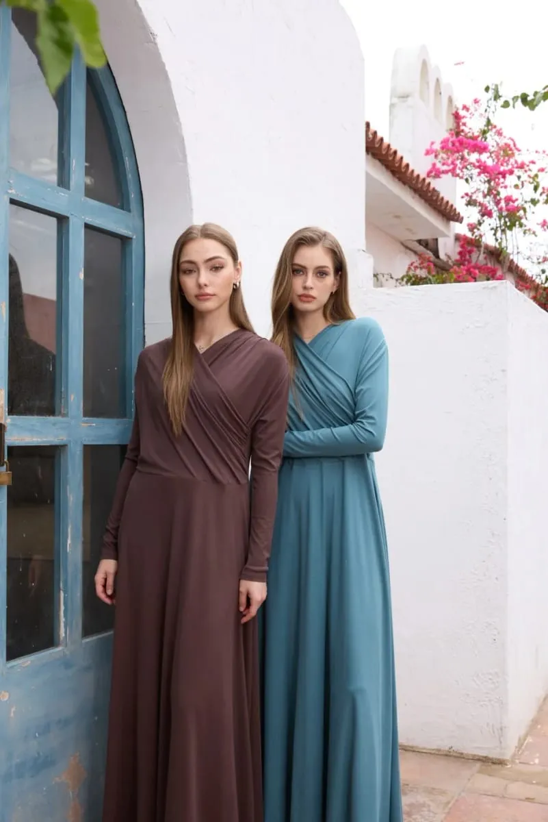 AS SS26 Flowy κομψό τύλιγμα Maxi φόρεμα ελαφρύ ύφασμα που κολακεύει κομψά γυναικεία ρούχα — image 2