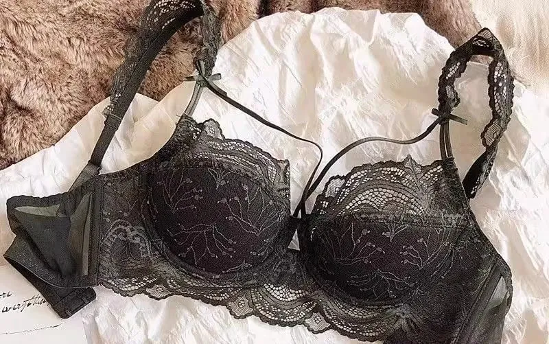 Γαλλικό Pure Lace Bralette Petite Σετ σουτιέν AABB Cup με αφαιρούμενα λουράκια & λεπτά μαξιλαράκια Push Up Απαλό κάτω σύρμα, σέξι γυναικεία