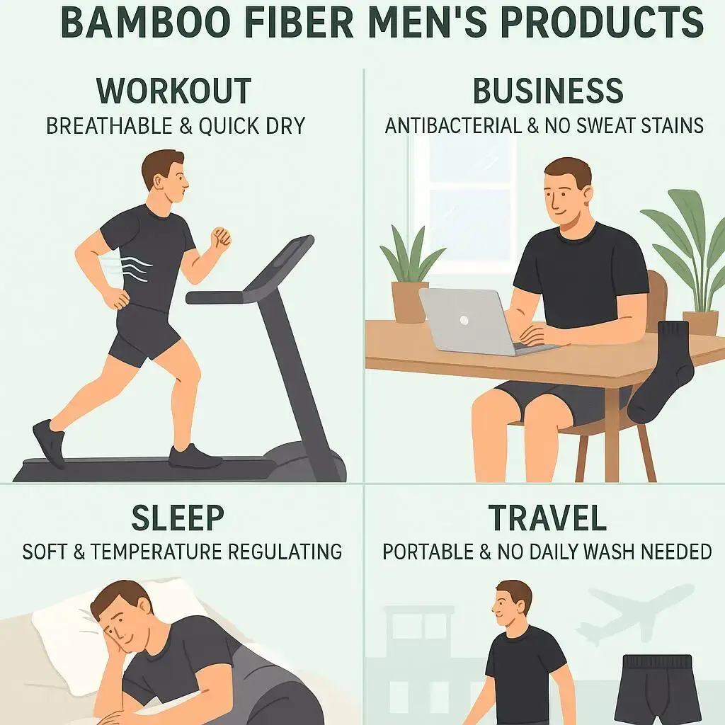 5pcs 95% Bamboo Fiber 5% Spandex Men's Length Long Leg Boxer Classic Design Comfortflex Waistband Underwear Man Sports