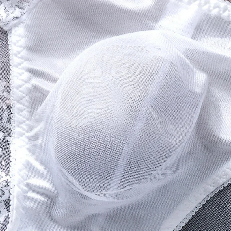 3PCS Men Sexy Lace Triangle Briefs Sexy Low Waist Seamless Panties Male Thin Breathable Comfortable Transparent Underwear — image 6