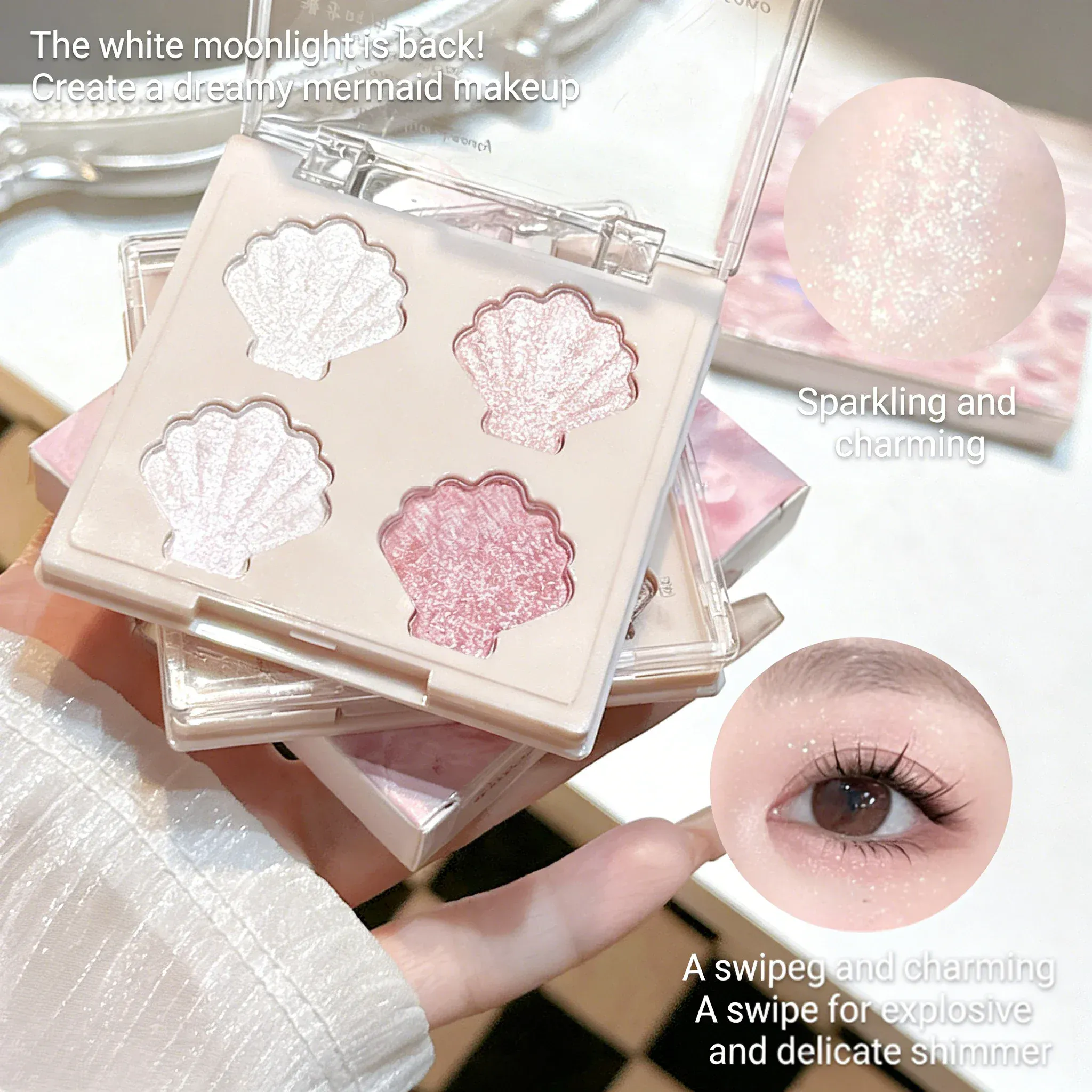Shimmering Star Shell παλέτα ματιών 9 χρωμάτων Mermaid Sparkle Glitter Highlighter Μακιγιάζ ματιών για Graduation Party Glam — image 2