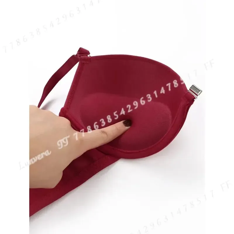 Szexi piros 2 részes fehérnemű szett elöl gombos Push Up melltartó Gyönyörű pillangós hátul divatos női fehérnemű A2120 — image 4
