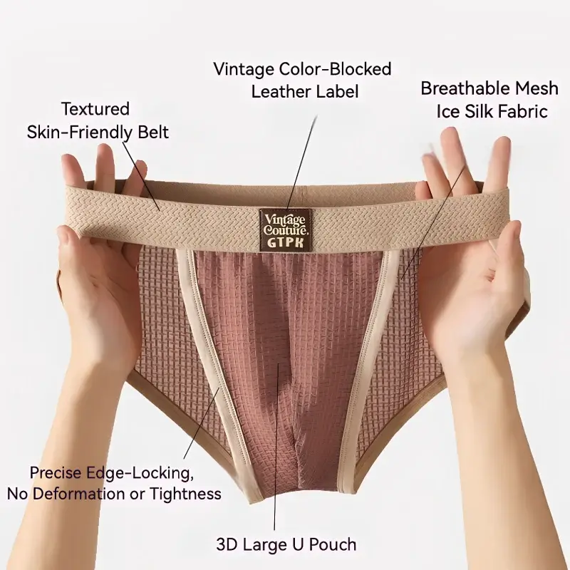 3 pcs Vintage Men High Cut Nylon Briefs Ice Silk Mesh Cool Underpants Soft Breathable Quick Dry Mens Underwear — image 7