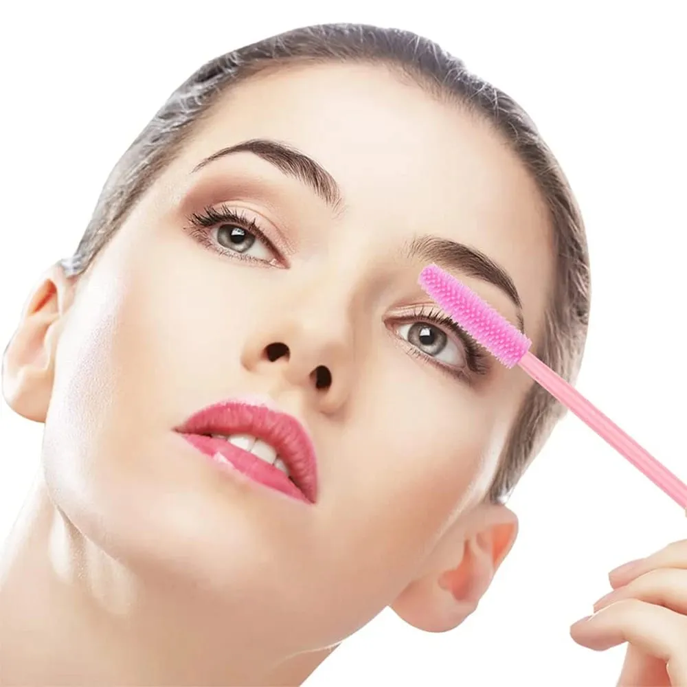 50/100 pçs escova de cílios de silicone escovas rímel varinhas aplicadores kits para extensão de chicote sobrancelhas maquiagem ferramenta