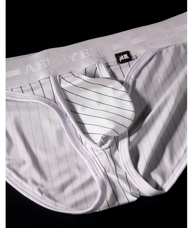 Men's Underwear Satin Ice Silk Striped Boxer Briefs with Low-Rise Waistband and High-Cut Crotch Underpants — image 1
