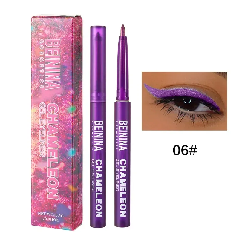 Γυαλιστερό Chameleon Yellow Eyeliner Gel Pen Μεταλλική σκιά ματιών Πολύχρωμο Liner ματιών Pearlescent Polarized Inner Eyes Pigment Μακιγιάζ — image 13