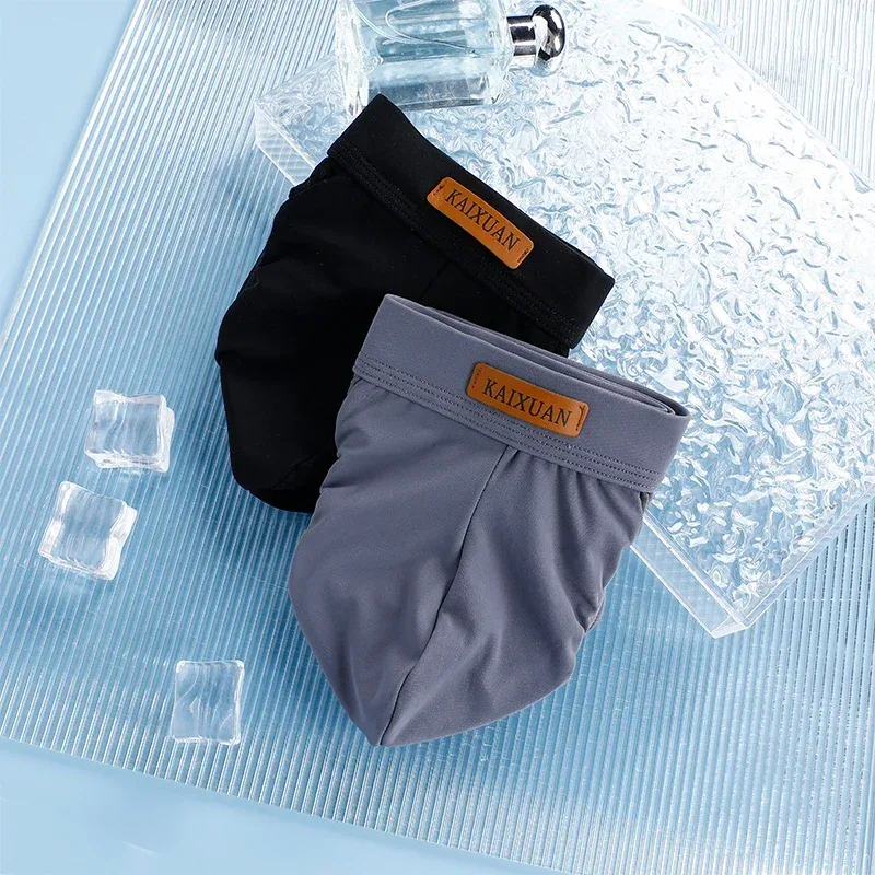 Men's Summer Ice Silk Mesh Briefs Quick Dry U-Pouch Separated Crotch Breathable Underwear Triangle Design for Comfort — image 4