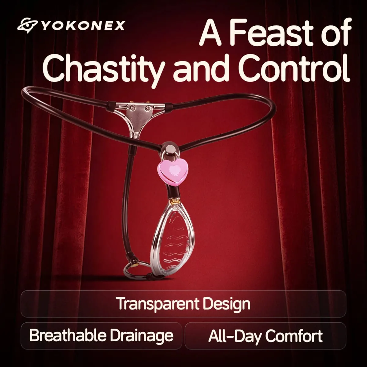 YoKoNex Transparent Female Chastity Belt Lightweight Panties Black Emperor Chastity Belt Lock Fetish Adult Sex Toys — image 2