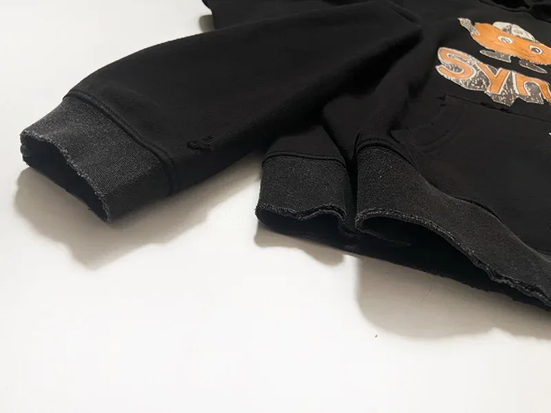 Nuevas sudaderas con capucha PALY de gran tamaño para hombre y mujer, cárdigan Vintage informal lavado negro dañado de la mejor calidad, sudaderas con cremallera — image 36