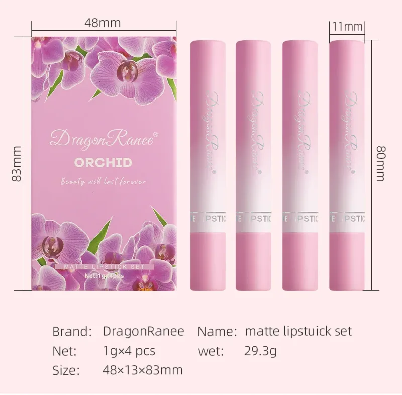 Σετ κραγιόν τσιγάρων 4 τμχ Velvet Matte Lip Gloss Αδιάβροχο Smoke Lip Stick σέξι Κόκκινη απόχρωση χειλιών Γοητευτικό μακιγιάζ για τα χείλη — image 7