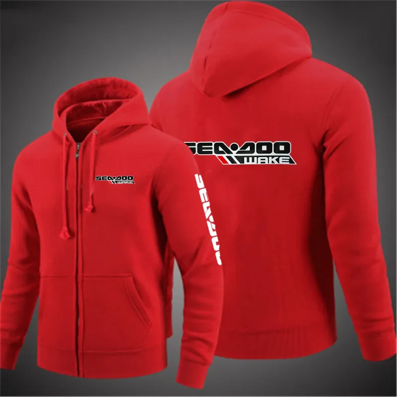 Sea Doo Seadoo Moto 2023 masculino novo mangas compridas algodão cor sólida zíper casais com capuz moletom personalizado tops elegantes