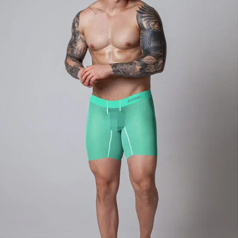 Biancheria intima da uomo ultrasottile da 0,01 mm Boxer lunghi Pantaloncini di raffreddamento in seta di ghiaccio trasparente Mutande fitness da palestra Slip a rete senza cuciture — image 12